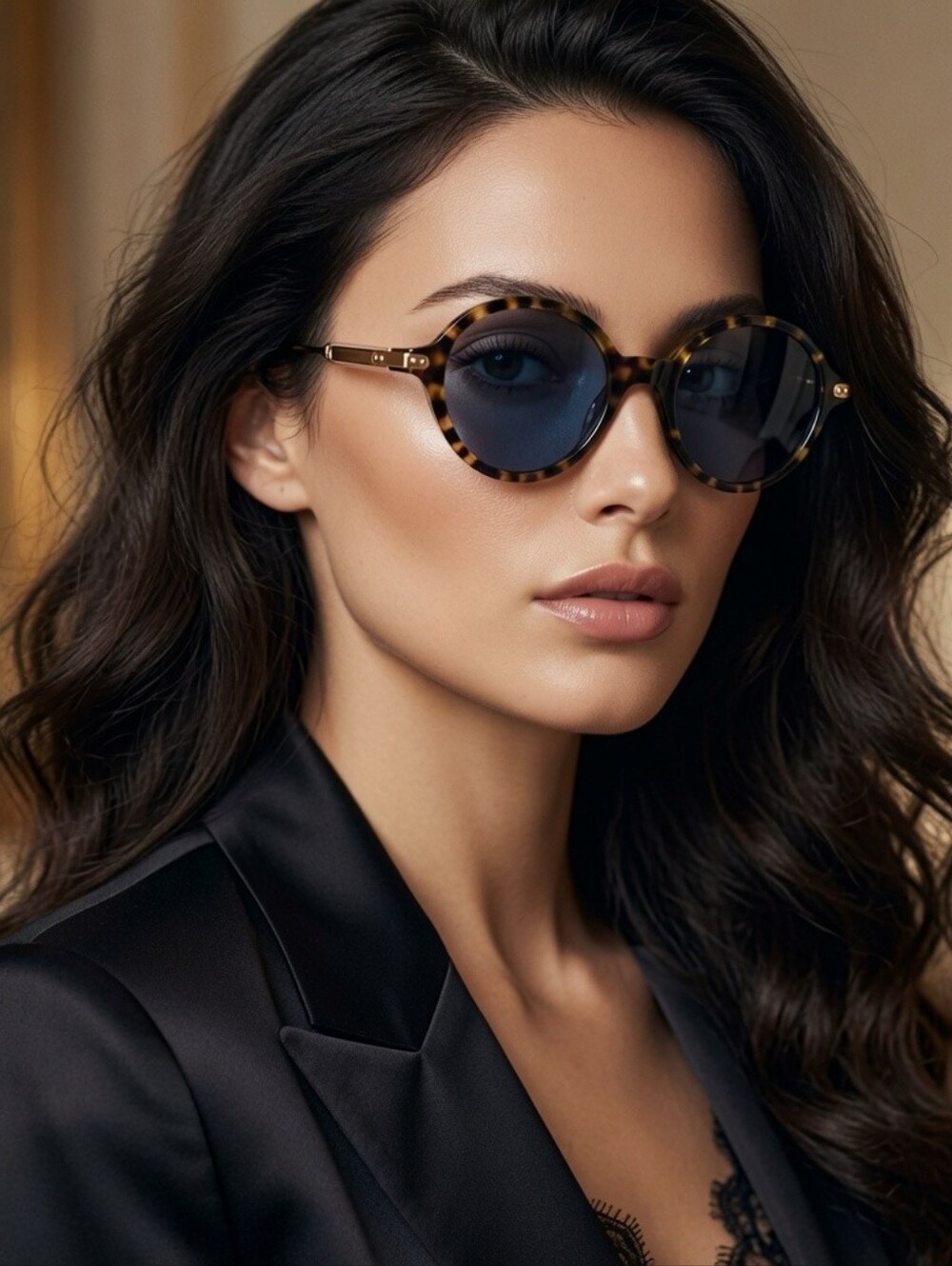 Dior Round Tortoiseshell Sunglasses with Gold Temples